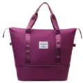 Purple large capacity travel duffel bag and fitness gym bag with bottom storage - Deep purple