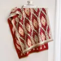Écharpe jacquard géométrique rétro colorblock automne hiver châle chaud avec des franges. - 65*180cm / Rouge