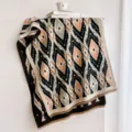 Écharpe châle rétro en jacquard géométrique avec franges, accessoire chaud d'hiver femme. - 65*180cm / Noir