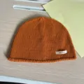 Oranger Strickmütze Winter Beanie als warmer lässiger einfarbiger Hut für Damen Alltag - M (56-58cm) / Dunkelorange