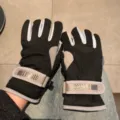 Dames winter dikke warme retro suade handschoenen paardrijden winddichte thermische handschoenen - Eén maat / Zwart