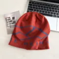 Vintage Jacquard Strickmütze für Damen, retro Bergmuster weiche warme Winter Beanie Mütze. - Einheitsgröße / Rot