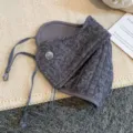 Dark grey winter warm knitted 3D face mask for women, windproof breathable cycling face cover - One Size / Gray