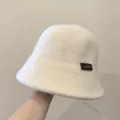 Chapeau cloche tricoté chaud d'hiver style coréen pour femmes décontracté beige épais. - Blanc Cassé