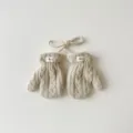 Mignons mitaines de bébé en tricot avec lanière, gants d'hiver chauds et épais double couche. - Taille unique / Beige