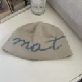 Koreaanse stijl minimalistische letter gebreide muts, zachte casual muts voor herfst en winter. - Eén maat / Beige Abrikoos