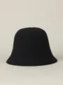Klassieke zwarte wollen bucket hat voor dames, elegante brede rand winter cloche hoed stijl. - Eén maat / Zwart