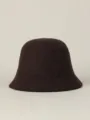 Klassieke wollen emmerhoed voor dames, elegante brede rand basin hoed voor koude winter. - Eén maat / Koffie