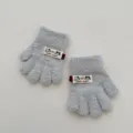 Gants d'hiver pour enfants en polaire corail avec patch chat, tricot cinq doigts. - Taille Unique 1-3 Ans / Gris