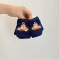 Mignons mitaines rabattables en peluche pour bébé voiture, gants d'hiver chauds pour enfants - Taille Unique (Recommandé 0-3 Ans) / Bleu marine