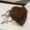 Dark brown winter warm windproof knitted face mask, soft breathable eye-corner protective. - One Size / Brown