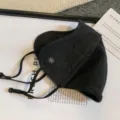 Winter warm face mask in dark grey windproof breathable face cover with ear loops - One Size / Black