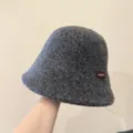 Bonnet bob chaud et épais gris foncé pour femme, chapeau de pêcheur d'hiver moelleux. - Gris foncé