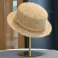 Elegante Herbst Winter Filzhut mit Lederriemen, warme Freizeit britische Stil Hut Damen. - Einstellbar (56-58cm) / Khaki