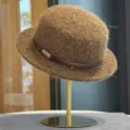 Brauner Wollhut Flacher Hut Britischer Stil Jazzhut Herbst Winter Damen Breite Krempe Mütze - Einstellbar (56-58cm) / Kaffee