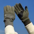 Gants d'hiver en polaire pour hommes gants de cyclisme tactiles thermiques coupe-vent - Style à Poignet Ouvert / Vert Militaire
