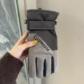 Gants de cyclisme d'hiver gris, doublés en polaire épaisse et chaude pour le sport. - Gris clair