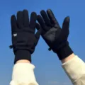 Gants tactiles thermiques en polaire noire homme hiver cyclisme sport en plein air. - Style à Poignet Côtelé / Noir