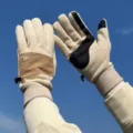 Gants d'hiver en polaire chauds pour homme cyclisme sport antidérapants tactiles - Style à Poignet Côtelé / Blanc Cassé