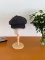 Koreanischer Stil schwarz weiss gepunktete Schiebermuetze Vintage Damenhut Herbst neu - Schwarz