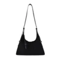 Zwarte retro hobo schoudertas, stijlvolle casual oksel commuter crossbody tas voor dames. - Zwart