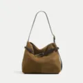 Stijlvolle bruine suède schoudertas voor dames, elegante hobo handtas voor dagelijks gebruik. - Karamelbruin