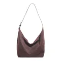 Bruine suède schoudertas casual shopper onderarmtas vintage stijl voor dames - Eén maat / Rood Koffie