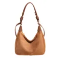 Stijlvolle bruine suède schoudertas voor dames, casual shopper tas voor dagelijks gebruik. - Bruin