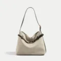 Minimalistische casual suède schoudertas voor dames, stijlvolle bruine handtas. - Khaki