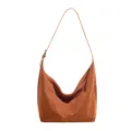 Retro bruine suède schoudertas, grote capaciteit casual onderarm shopper tas voor vrouwen. - Eén maat / Bruin