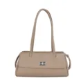 Klassieke beige gewatteerde schoudertas voor dames, elegante baguette tas met draaisluiting. - Khaki