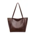 Bruine oliewas lederen shopper tas voor dames, casual schoudertas handtas variant. - koffiekleur