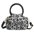 Zwart-witte luipaardprint cloud handtas, stijlvolle retro schoudertas voor dames . - Eén maat / Zwart
