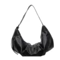 Zwarte minimalistische hobo-schoudertas voor dames, stijlvolle casual PU-leder halvemaantas. - Zwart / Eén maat