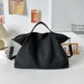 Zwarte canvas shopper tas, stijlvolle schoudertas voor dames, grote capaciteit dagelijks gebruik. - Eén maat / Zwart