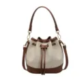 Retro contrast emmertas voor dames, stijlvolle schouder- en crossbodytas van leer. - Broken Wit