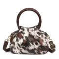 Retro koeienprint geplooide handtas voor dames, stijlvolle herfst winter crossbody tas. - Eén maat / koffiekleur