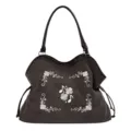 Vintage geborduurde shopper voor vrouwen, grote capaciteit schoudertas, casual damestasje. - Eén maat / koffiekleur