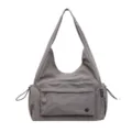 Grijze casual nylon schoudertas met voorzak, stijlvolle hobo tas voor dagelijks gebruik. - Eén maat / Grijs