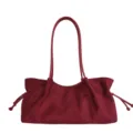 Wijnrode suède schoudertas minimalistische chique onderarm shopper casual handtas - Rood