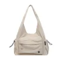 Beige casual schoudertas van stof, veelzijdige dagelijkse tas met ruime capaciteit. - Eén maat / Broken Wit