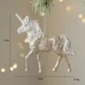 Champagne glitter unicorn Christmas tree hanging ornament holiday decoration pendant 11x12cm - Champagne Unicorn
