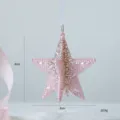 Pink Glitter Star Christmas Tree Ornament Acrylic Hanging Pendant Holiday Decoration 8cm - Pink 3D Star
