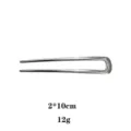 Épingle à cheveux en alliage en forme de U pour chignons élégants, taille 2x10cm. - Minimaliste Lisse (1505-1) / Argent