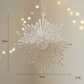 Champagne silver glitter snowflake Christmas tree hanging ornament holiday decor 16cm - Champagne Sunflower