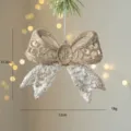 Champagne glitter Christmas tree hanging bow decoration pendant for holiday party home decor - Champagne Bow Knot