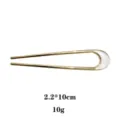 Fourche a cheveux en U doree accessoire de cheveux en metal simple pour chignon 2.2x10cm 10g - Émail Blanc (1505-5) / Or