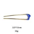 Épingle à cheveux en métal en forme de U minimaliste pour chignons élégants et coiffure. - Marbre Bleu (1505-6) / Or