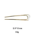 Élégante épingle à cheveux dorée en forme de U avec détail émail blanc pour beaux chignons. - Marbre Blanc (1505-7) / Or