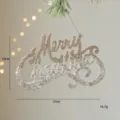 Champagne and silver glitter Merry Christmas letter hanging ornament for holiday tree decor. - Champagne Letter Plate